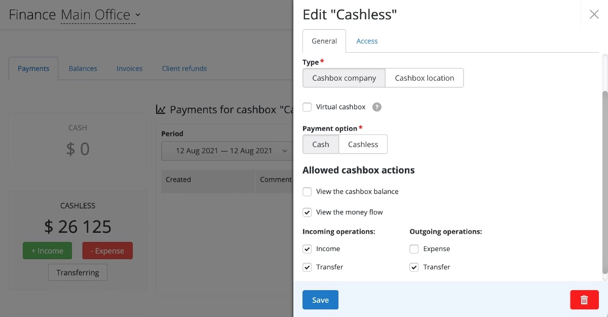 can disable "Expense" for outgoing transactions