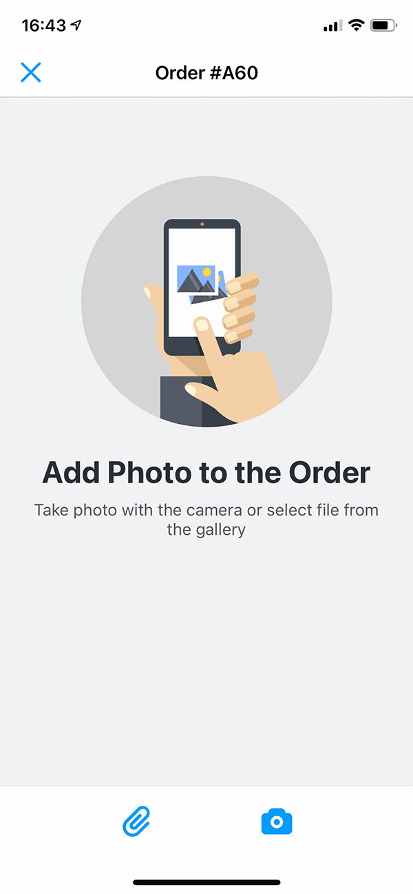 Take pictures or select files from the gallery.