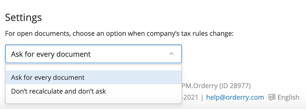 Recalculating Taxes in Open Documents