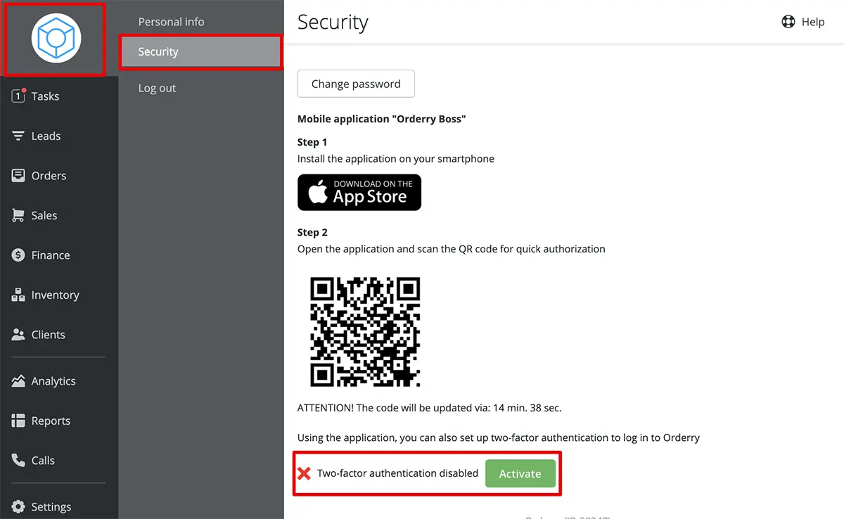 enable two-factor authentication