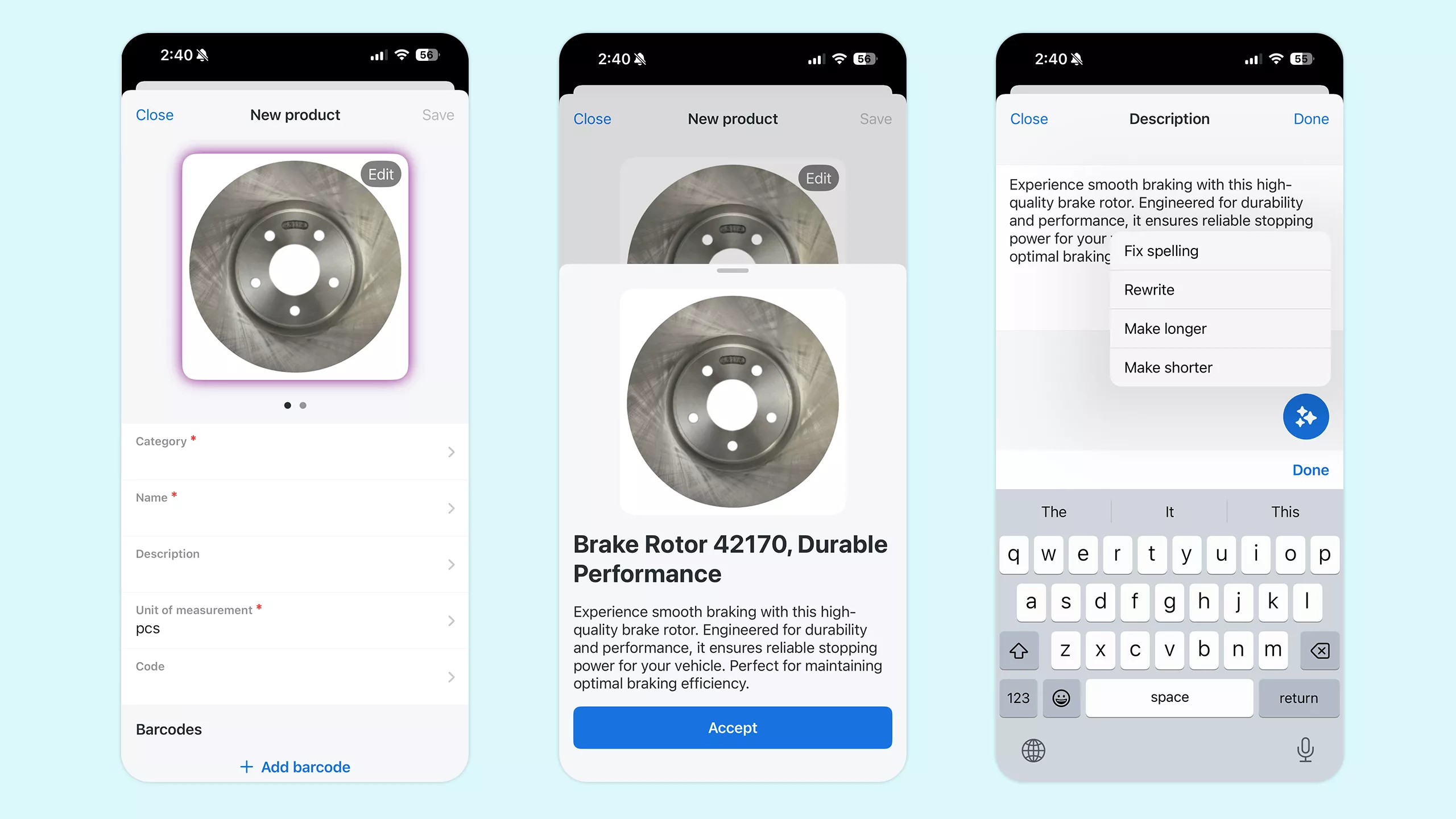 AI product recognition by photo in Orderry mobile app