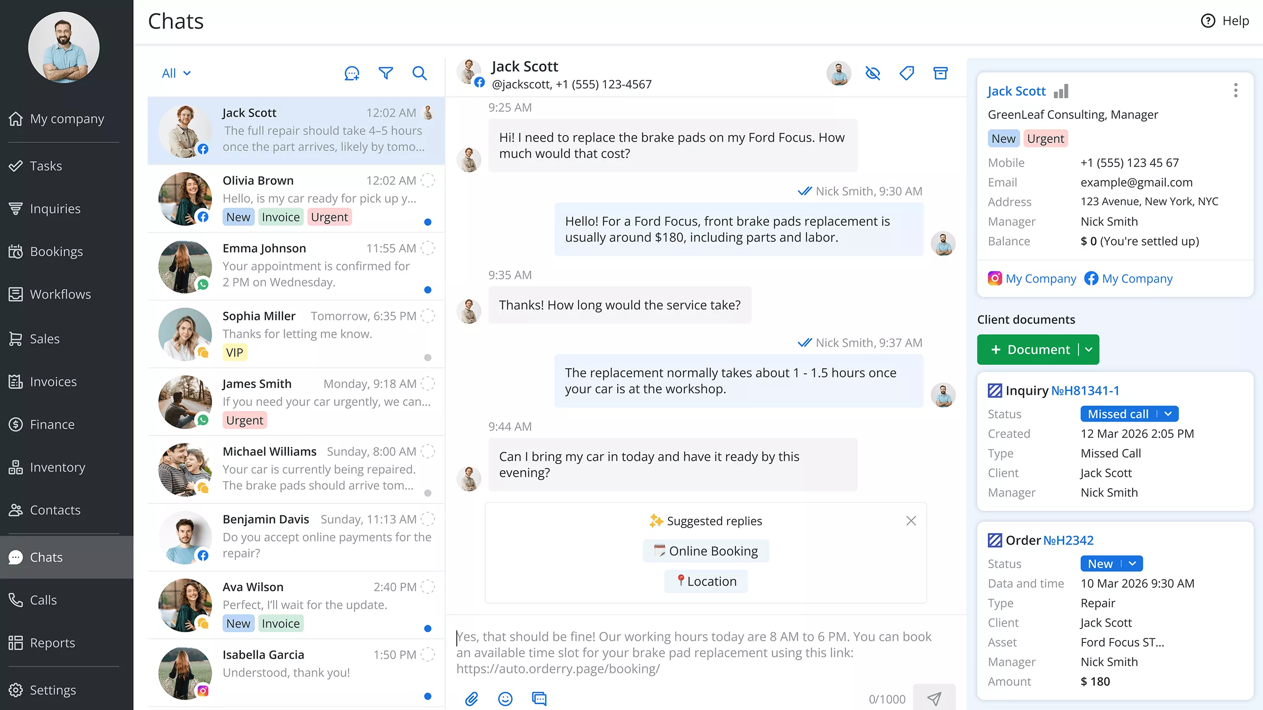 AI suggested replies in Orderry chats