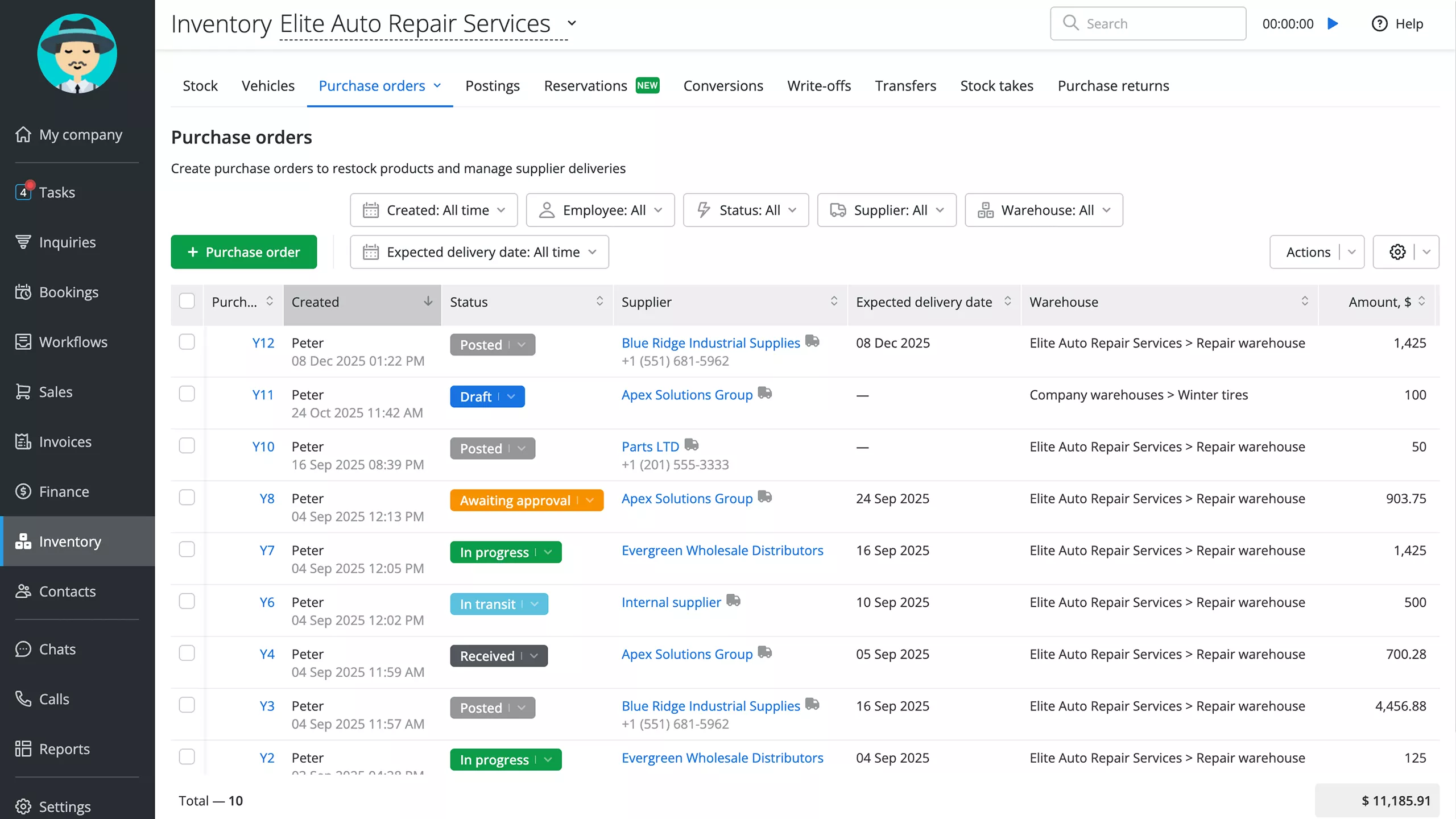 Purchase orders in Orderry auto repair software