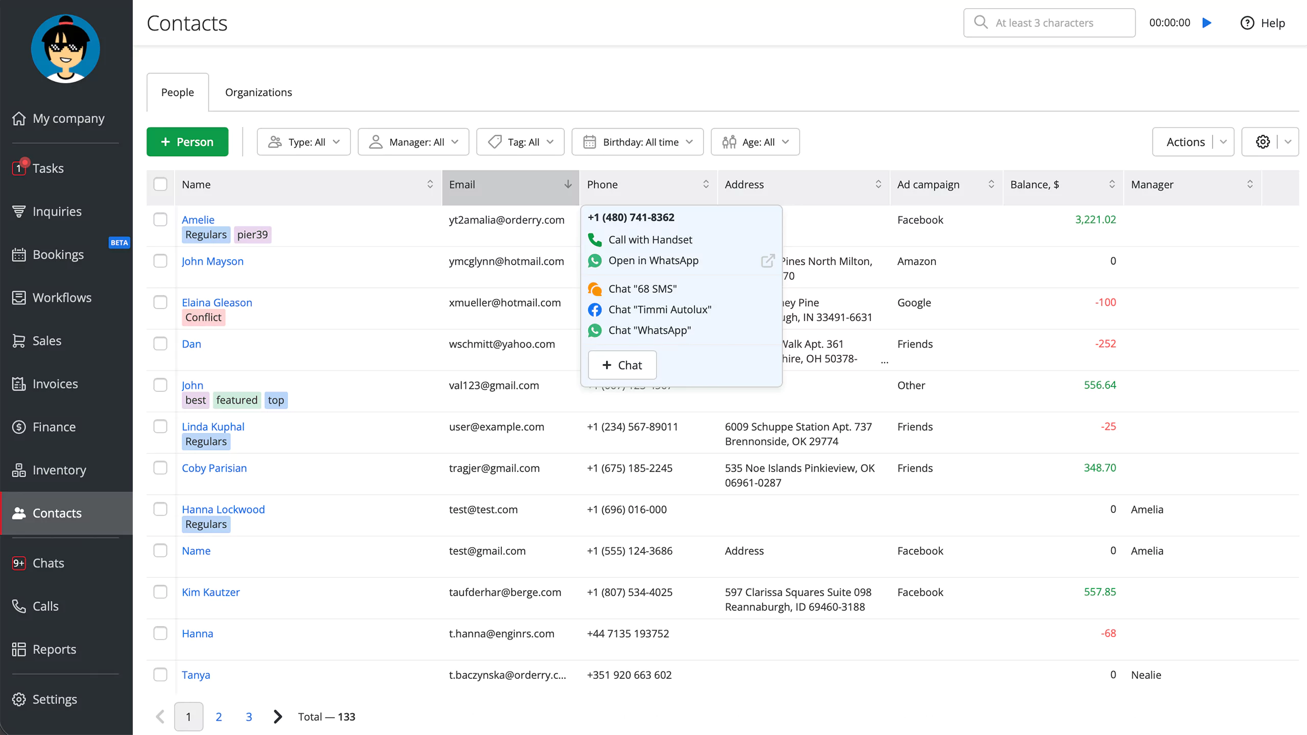 Advanced contact management in Orderry