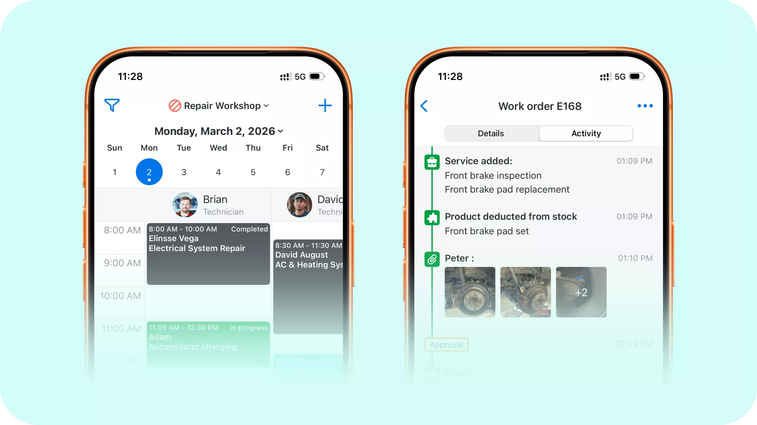 Mobile work order management and scheduling in the Orderry app