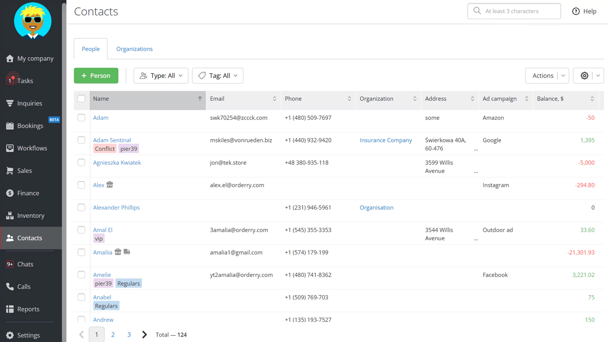 Centralized client database with tags and balance tracking