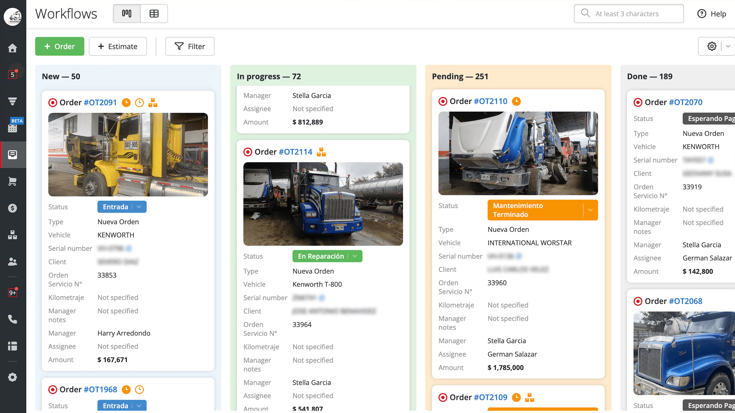 Truck repair workflows in Orderry