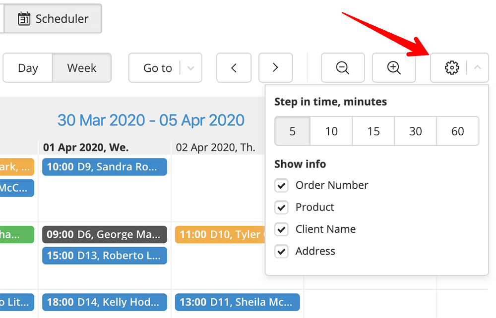 additional settings for displaying information and time step