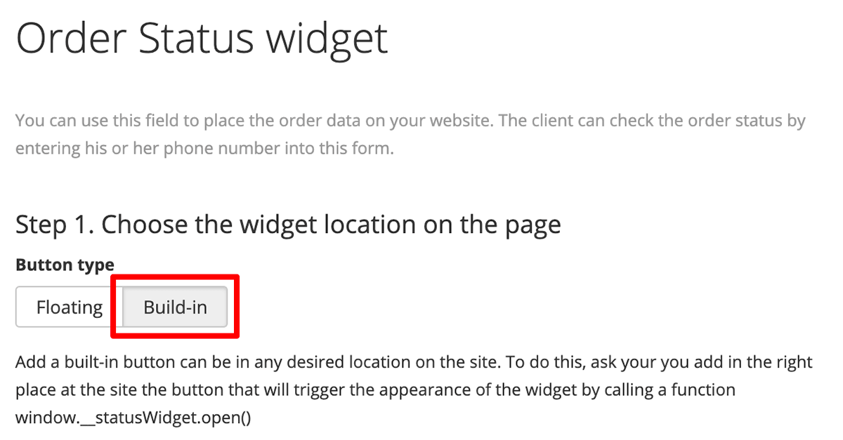 en el cuadro de diálogo de configuración dell widget, seleccione el tipo de botón integrado y siga las instrucciones