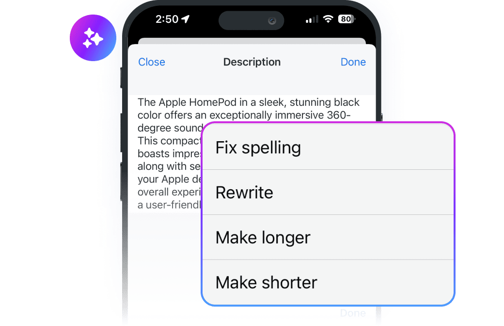 Mobile AI Writing Assistant for Clearer Text in Seconds