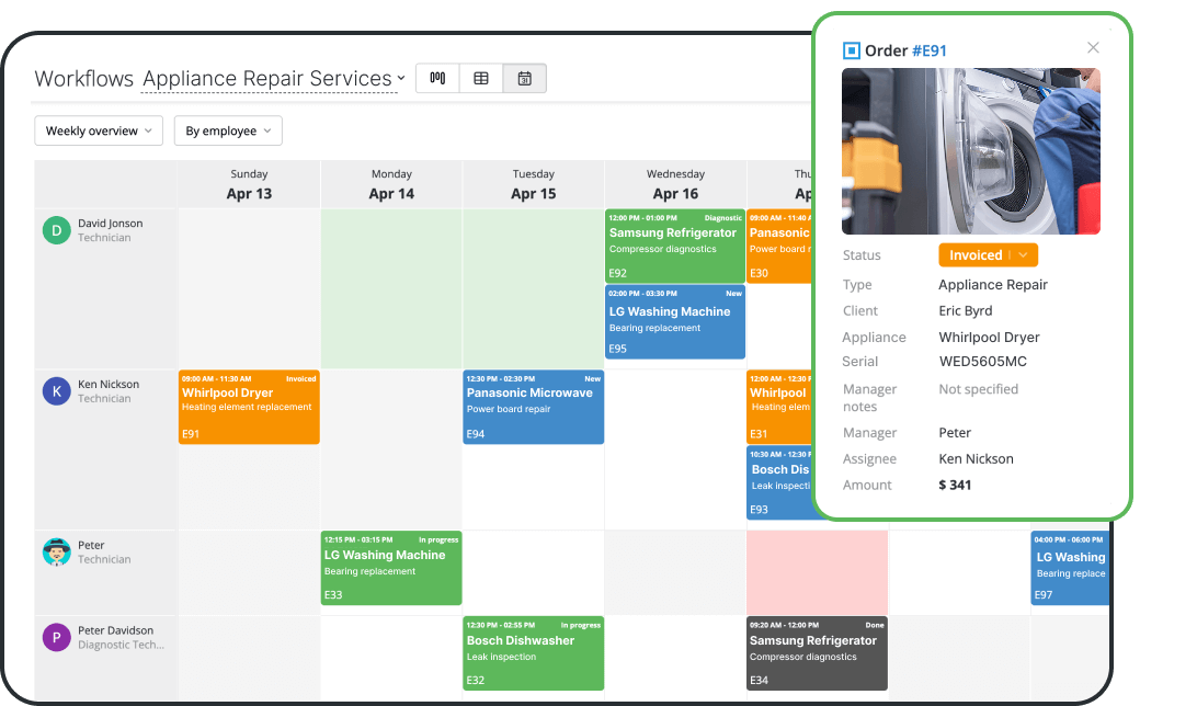 Software de programaci&oacute;n de reparaciones de electrodom&eacute;sticos para mantener a su equipo organizado