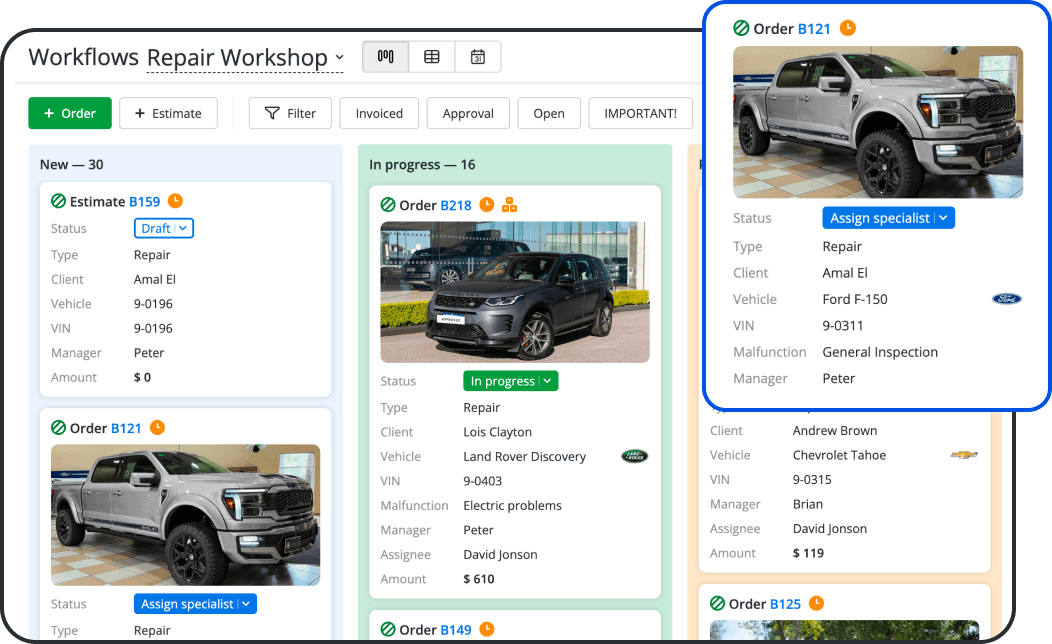Manage Cars from Drop-Off to Pickup with Mechanic Work Order Software