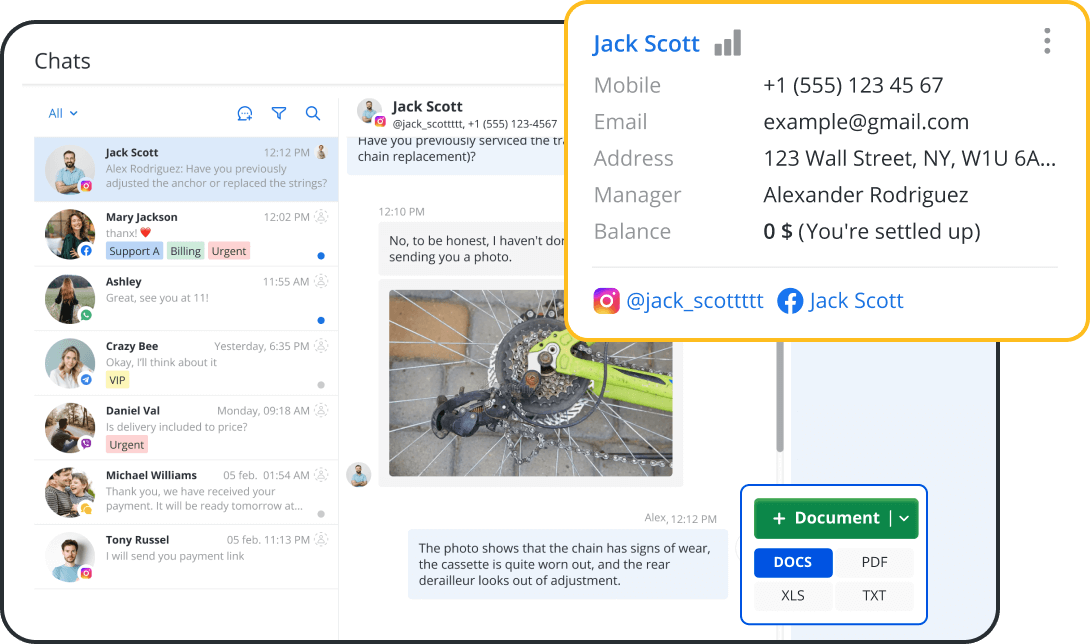 Bike Shop CRM with Customer Communication Tools