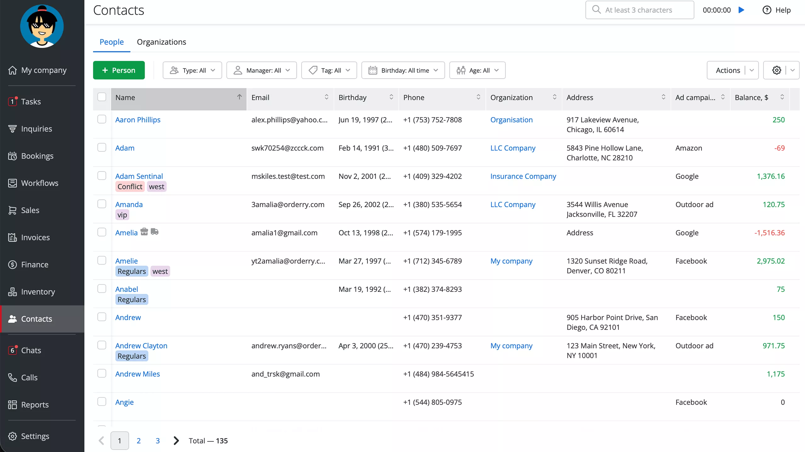 Detailed client and supplier information in one place