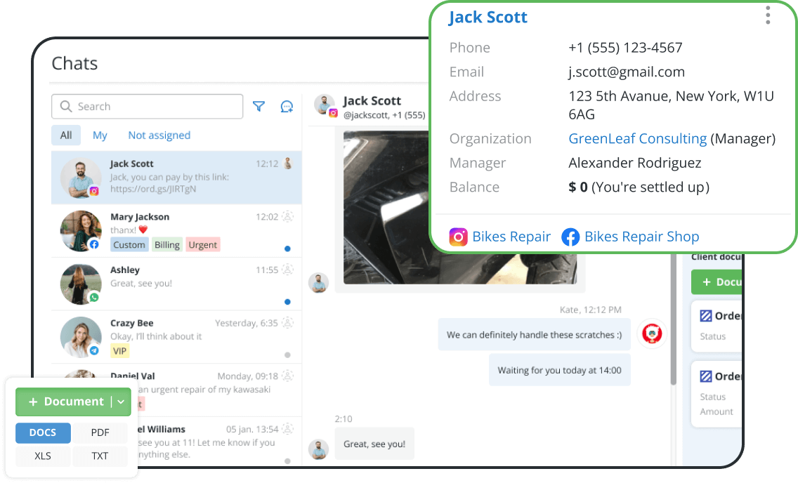 Comunicación centralizada con clientes para su taller de motocicletas