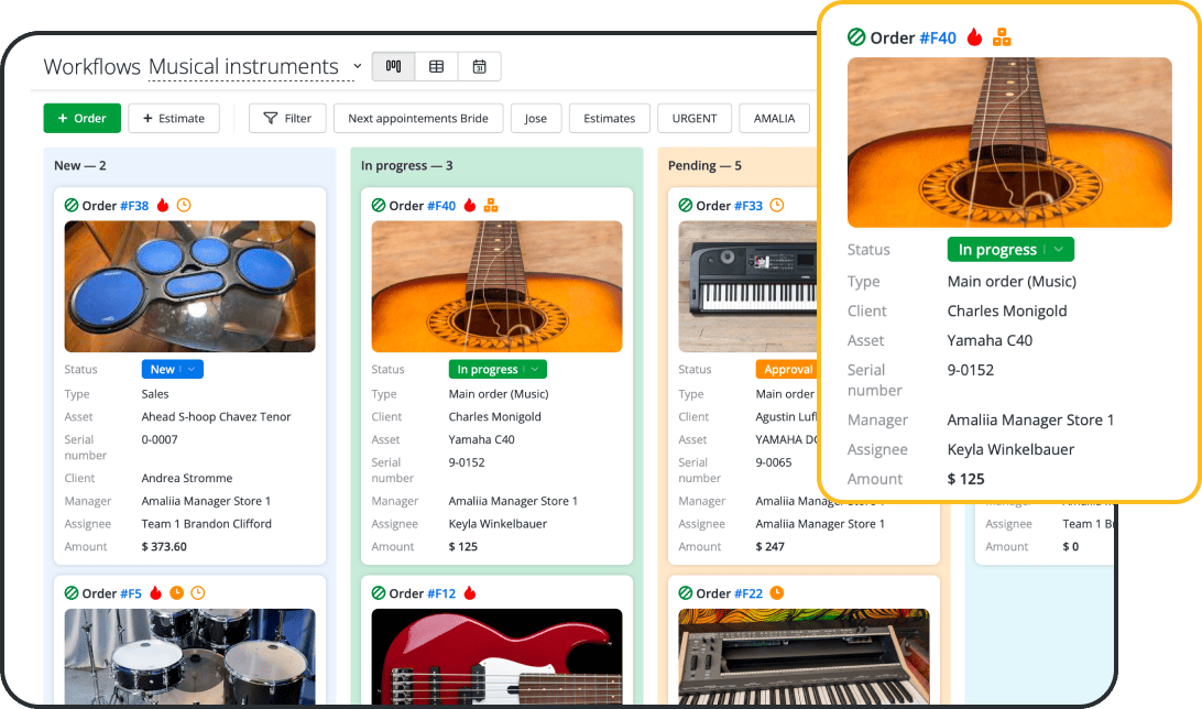 Sistema TPV para tiendas de instrumentos musicales