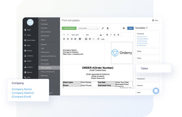 de documentos preestablecidas