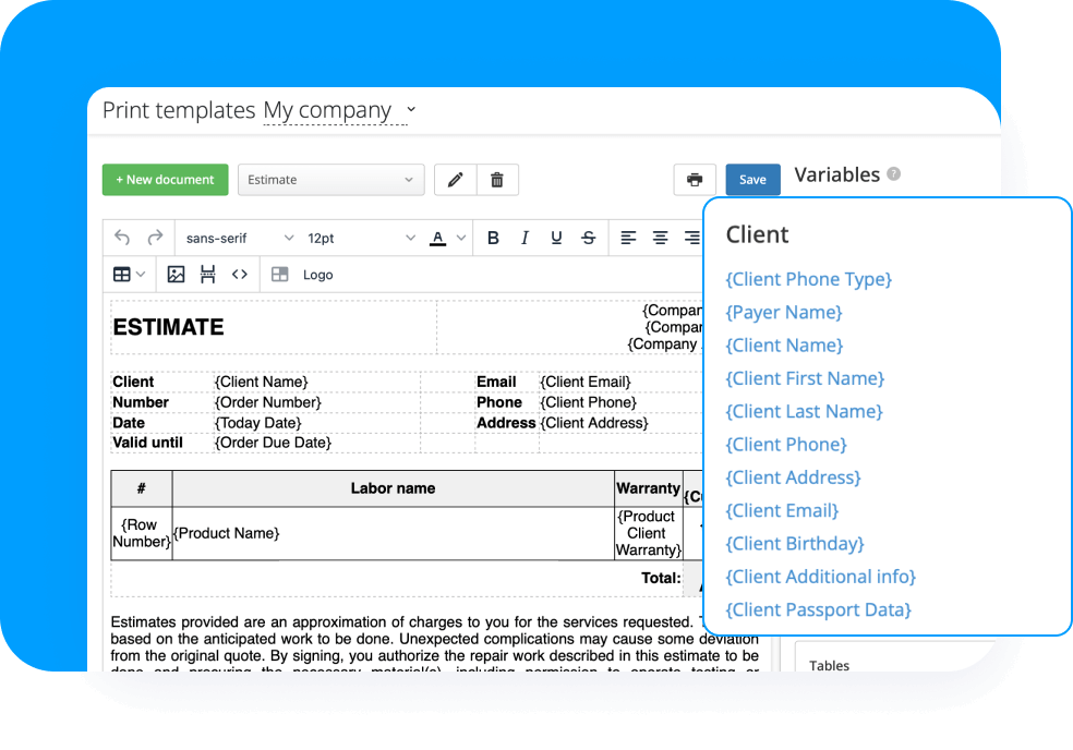 Flexible document templates Flexible document templates