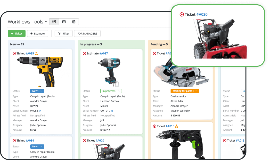 Power Tool Repair Shop Software