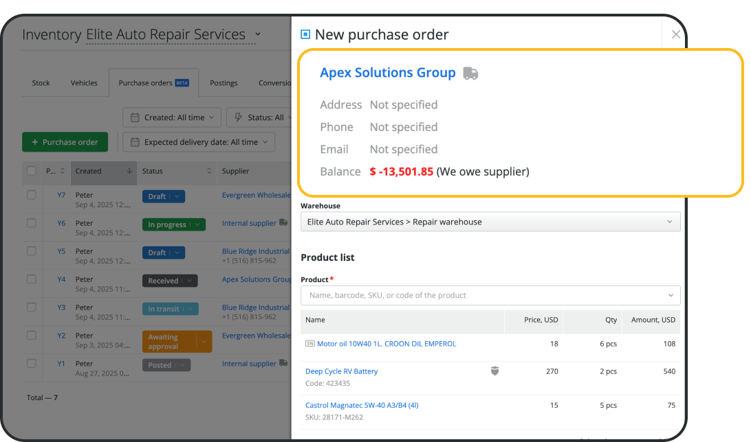 Cree &oacute;rdenes de compra profesionales con facilidad