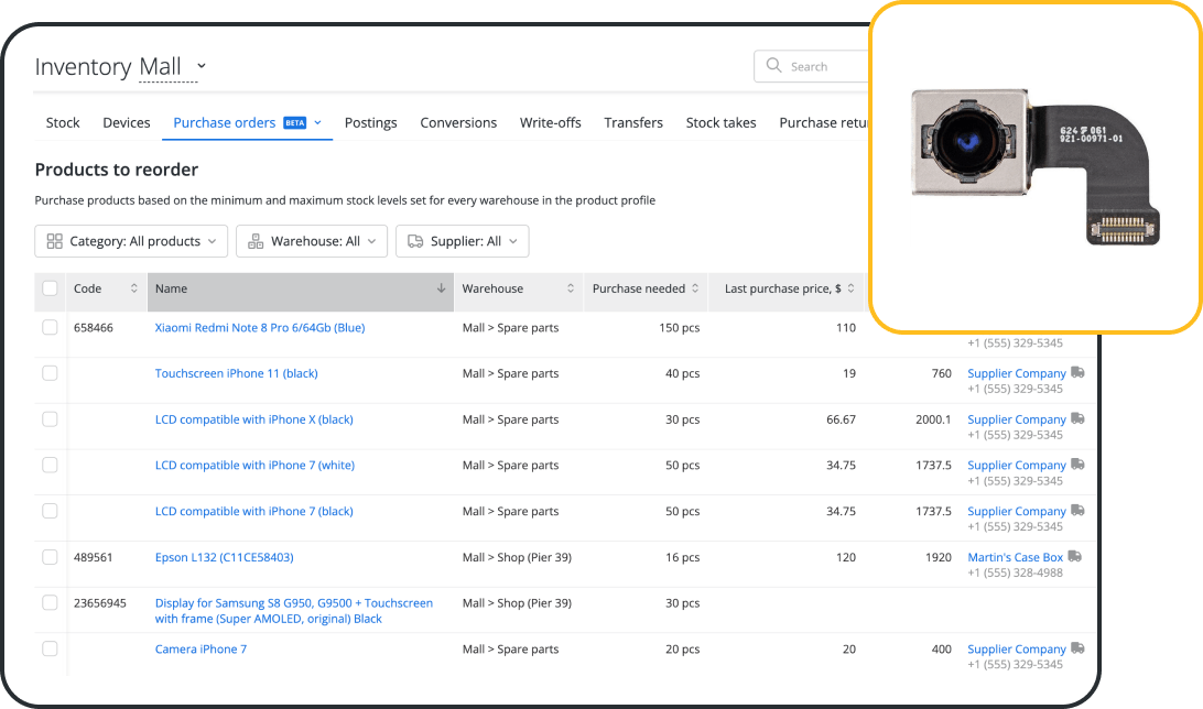 &Oacute;rdenes de compra automatizadas a partir de existencias bajas y pedidos pendientes de clientes
