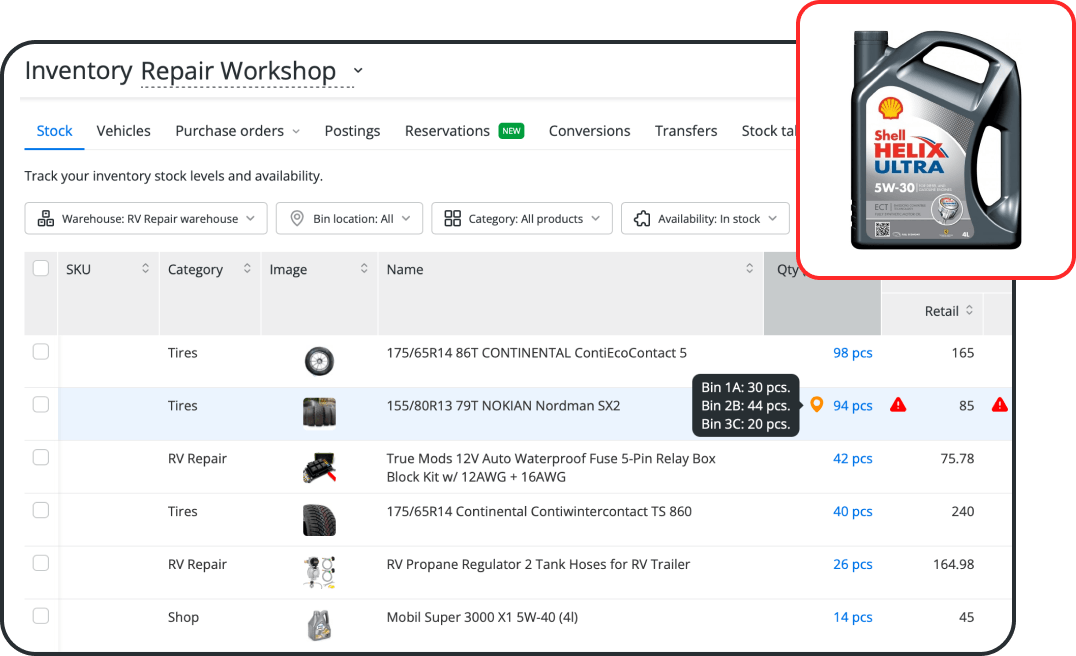 RV Parts and Inventory Management Tools Including Specialty and Backorder Items