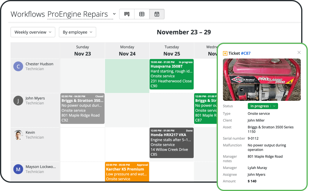 Small Engine Repair Scheduling and Online Booking