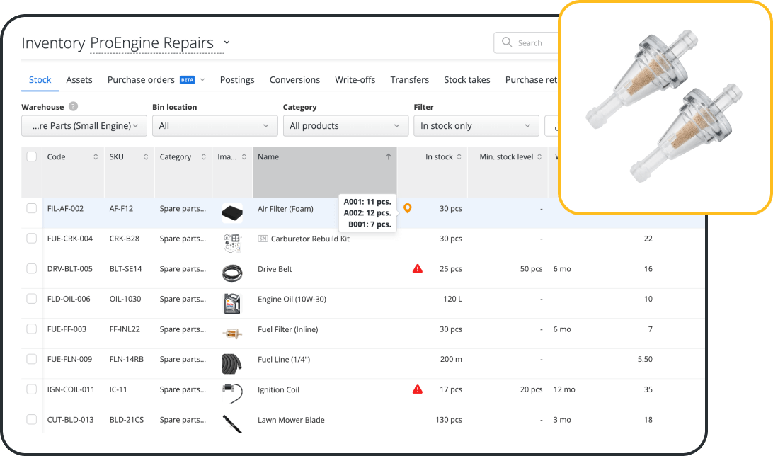 Spare Parts Inventory for Outdoor Power Equipment Repairs