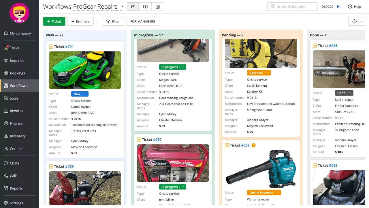 Repair workflows in Orderry