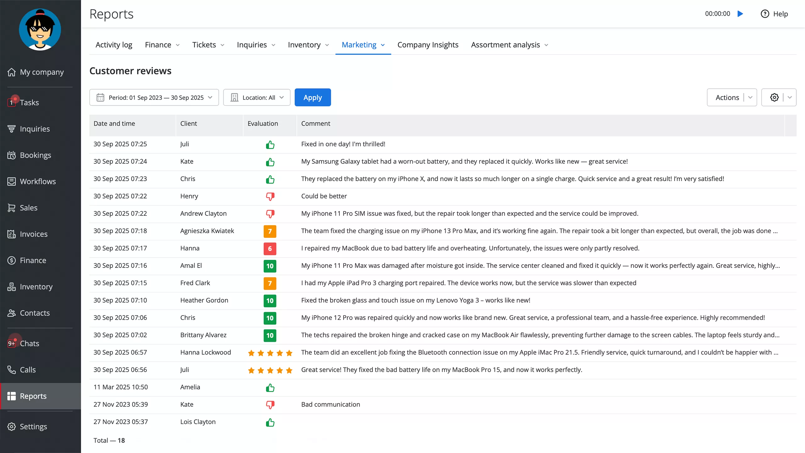 Collecting customer feedback in Orderry