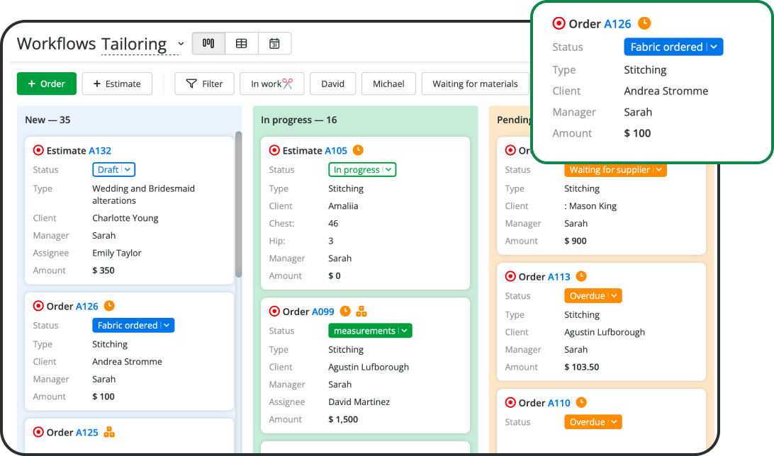 Track Tailor Orders Easily