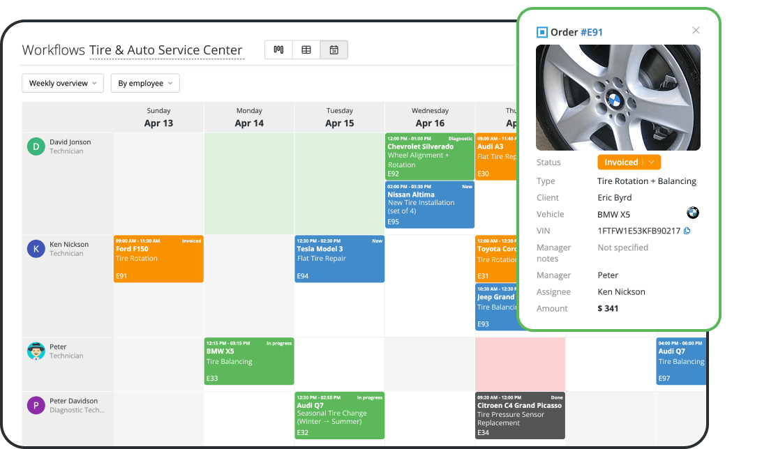 Tire Shop Scheduling Software with Online Booking and Reminders