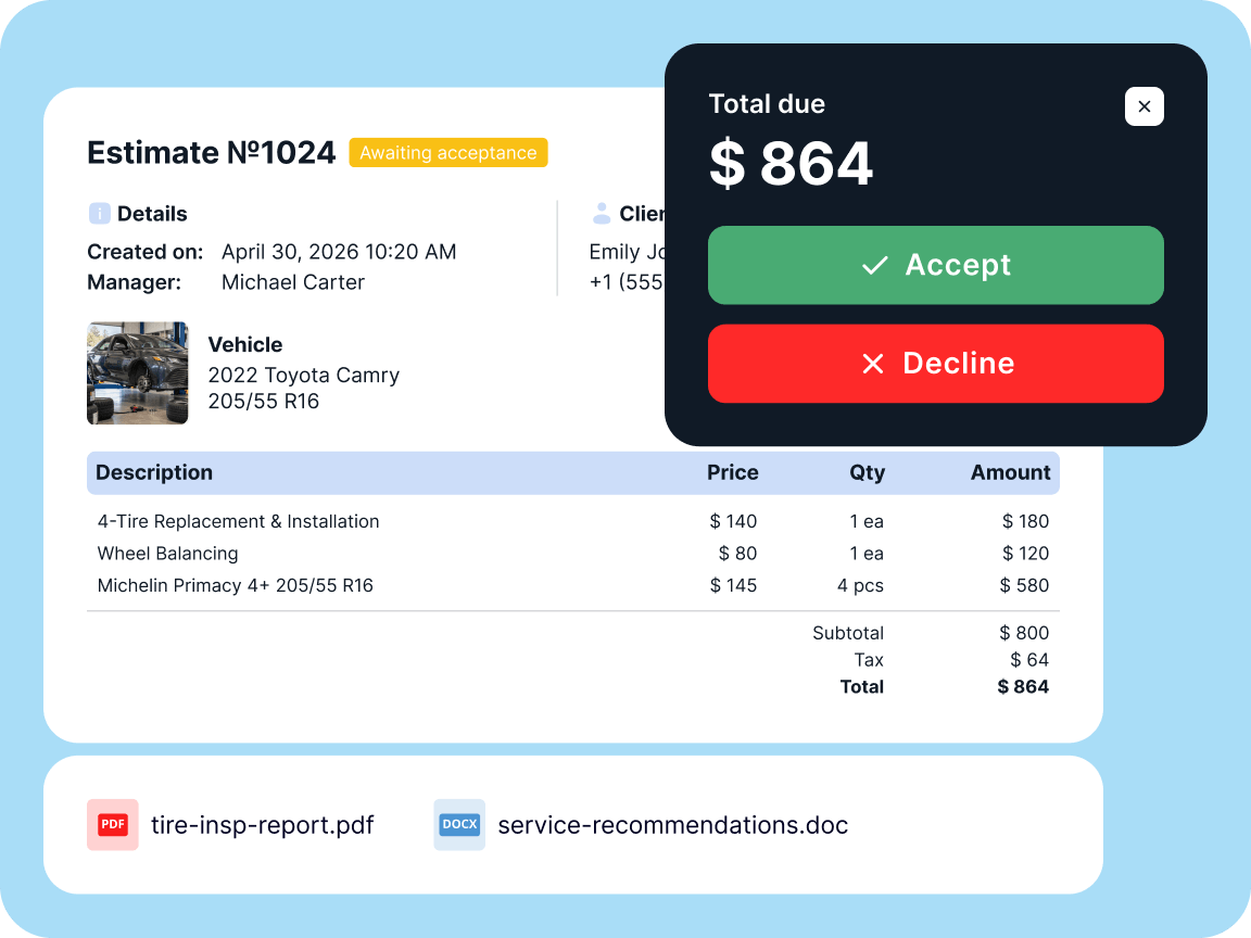 El software para tiendas de llantas con presupuestos en l&iacute;nea te ayuda a calcular los trabajos m&aacute;s r&aacute;pido